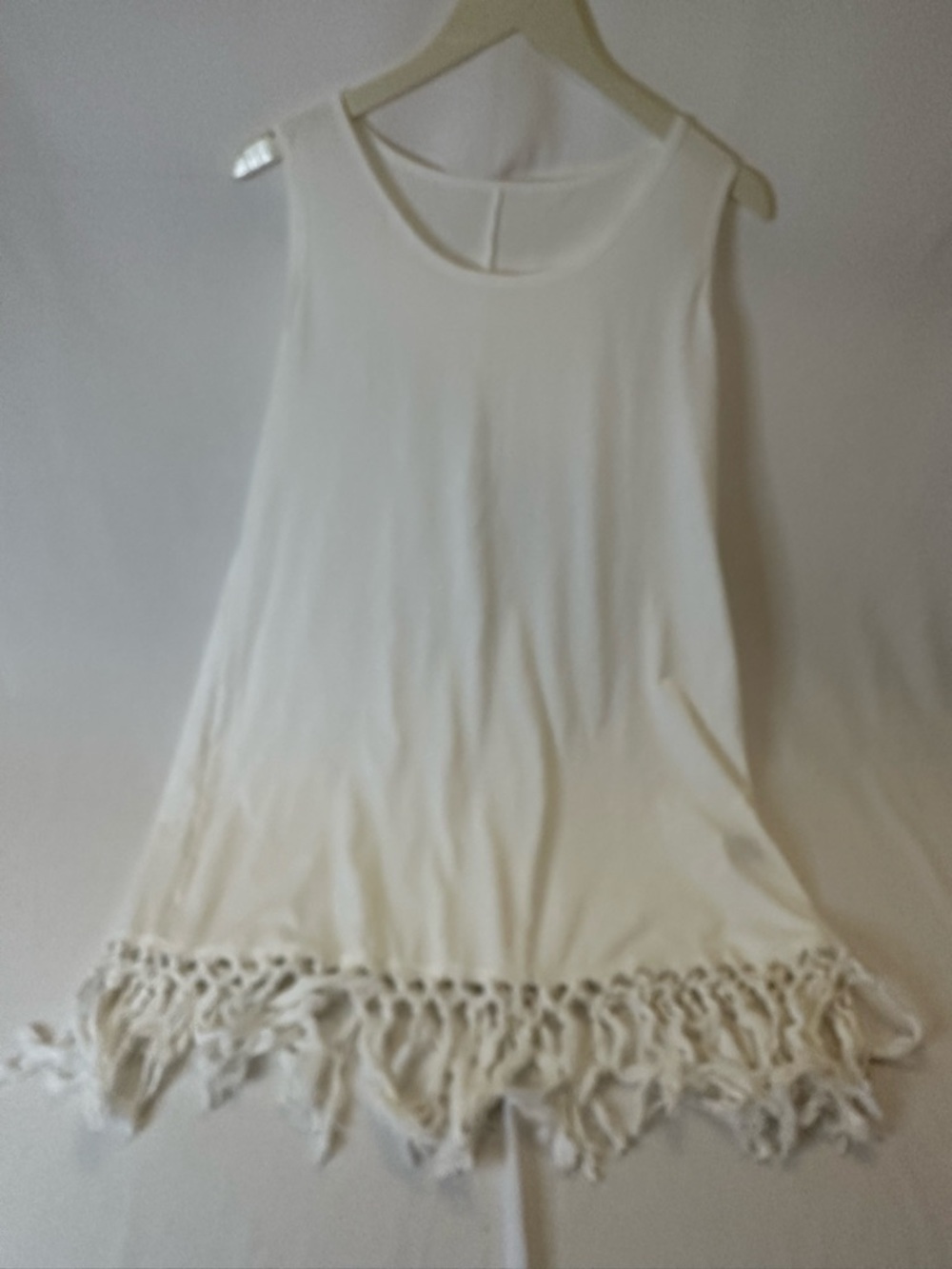 Coverup/ Dress Woman's Large Sleeveless Knit Dress White Mini Length New